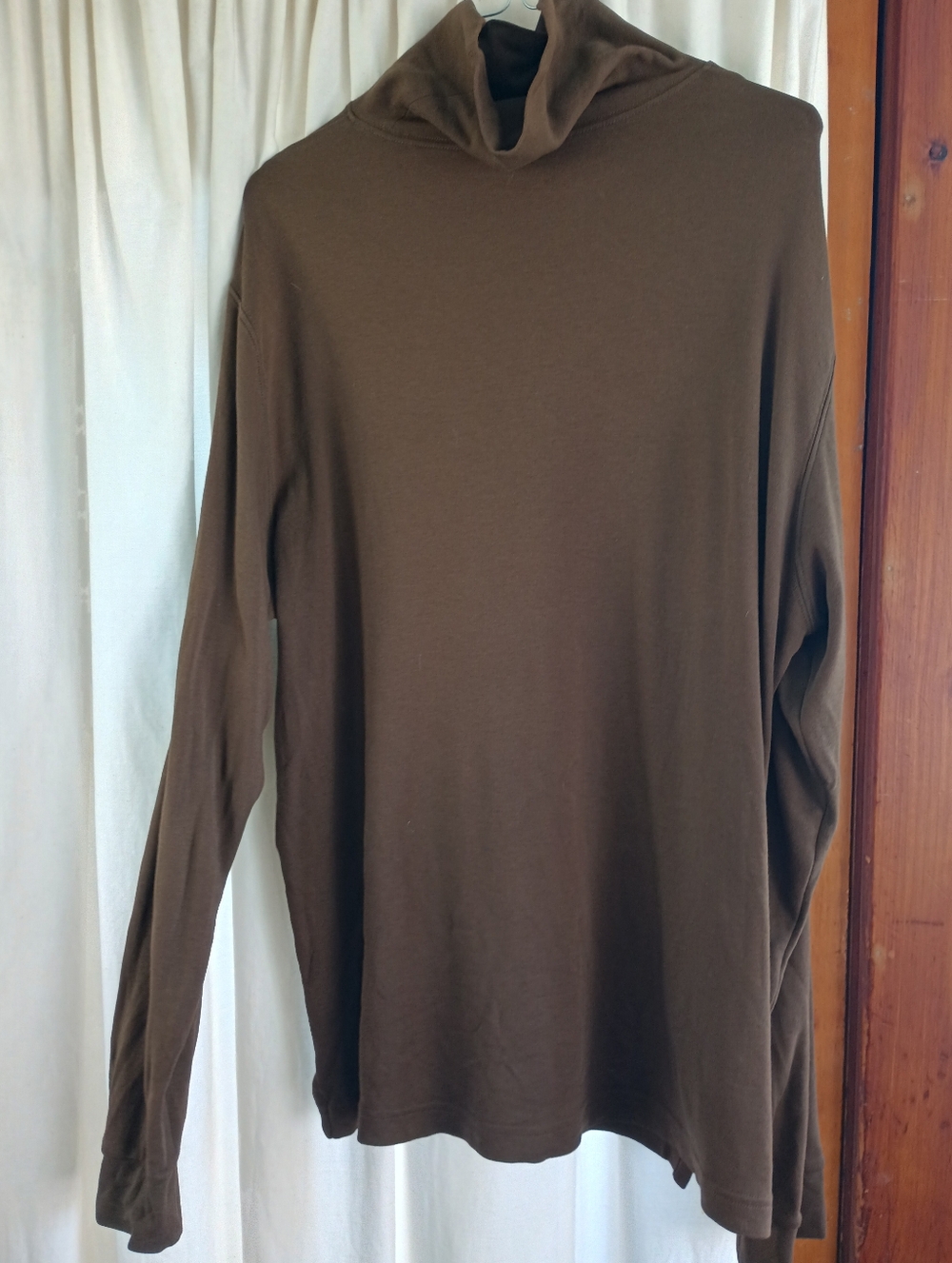 Peruvian Connection 100% Cotton Olive Brown Mock Turtleneck Men's Large